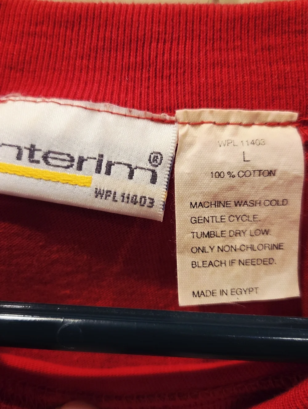 Vintage 90s Interim Red Blank T-Shirt Large Made in Egypt 100% Cotton